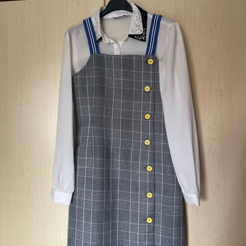 Dress with shirt like new, white and gray, size xs/s