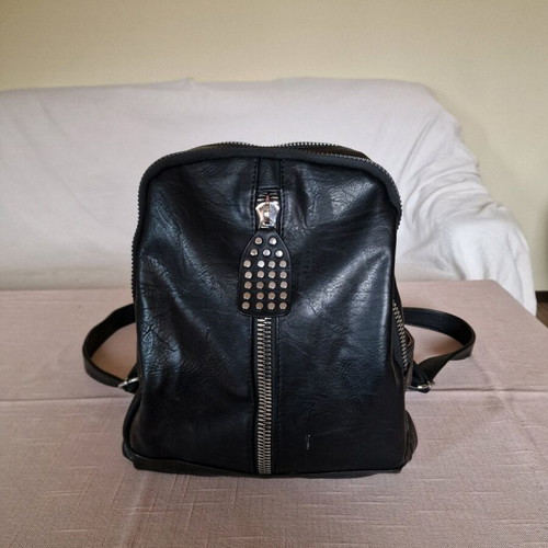 Women's backpack new eco leather black, size 30x40x5 cm