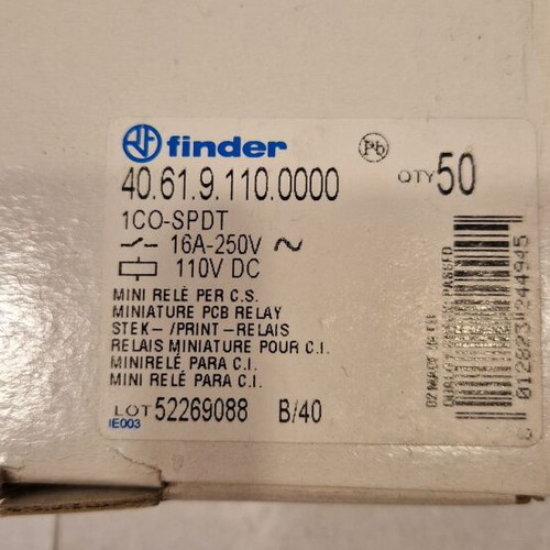 Finder Relay 40.61.9.110.0000 sealed box of 50, 110V DC, 16A