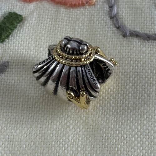 Pandora Ariel shell charm, gold and silver