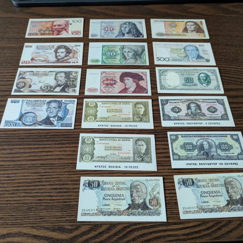 Karouzel banknote stickers used, 58 pieces from 1991