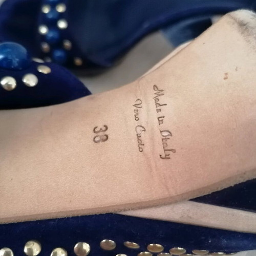 Giancarlo Paoli sandals used, high heels blue with stones