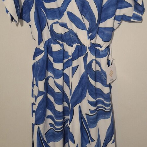 Jumpsuit one size, new, white and blue with belt