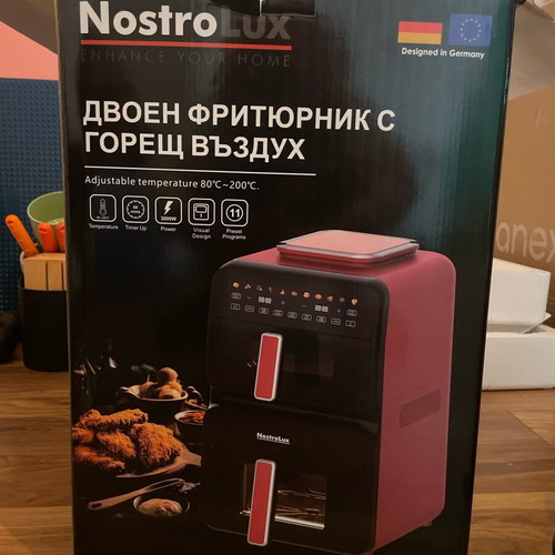 Nostro Lux air fryer new with two independent baskets and 12 programs