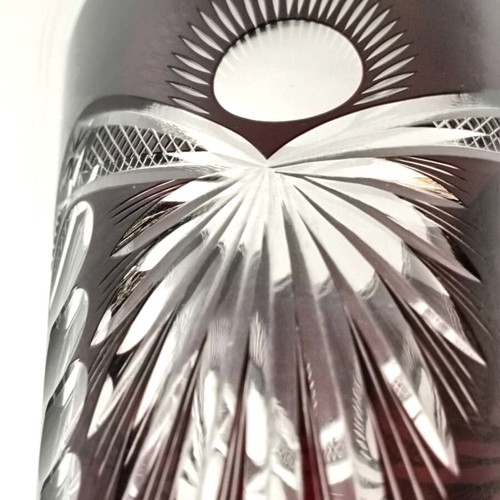 Bohemian ruby red crystal vase, handmade, 1960s-70s