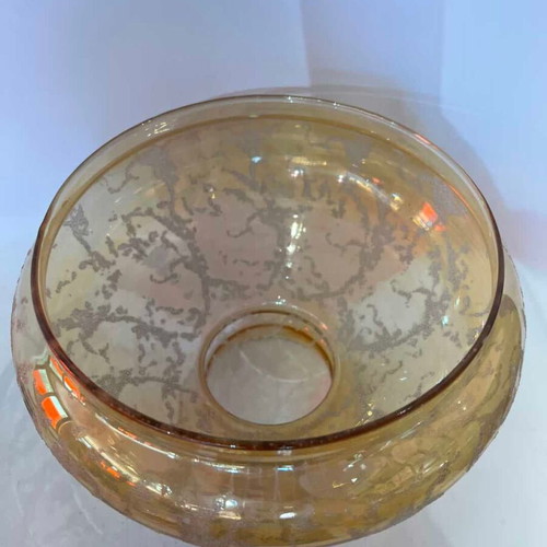 Vintage glass lampshade honey color with crystallized finish used