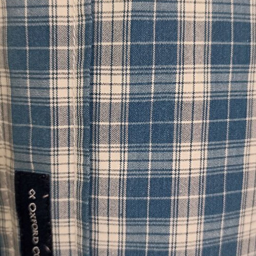 Oxford Company men's shirt plaid blue white like new, size L