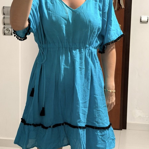 Calzedonia Corey turquoise beach dress caftan one size like new