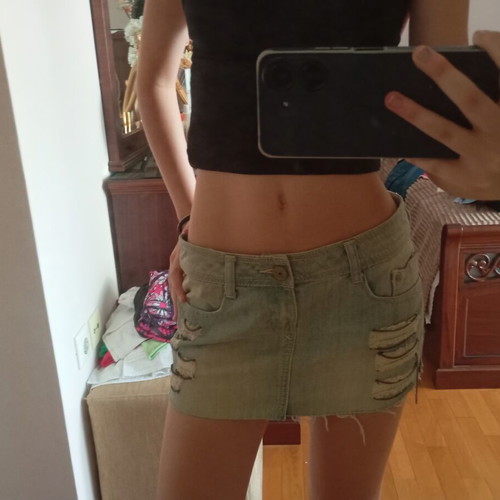 Ripped jean skirt like new, turquoise, size S