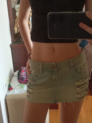 Ripped jean skirt like new, turquoise, size S
