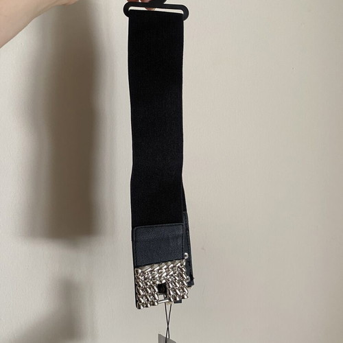 Toi & Moi Black Elastic Waist Belt New with Statement Buckle