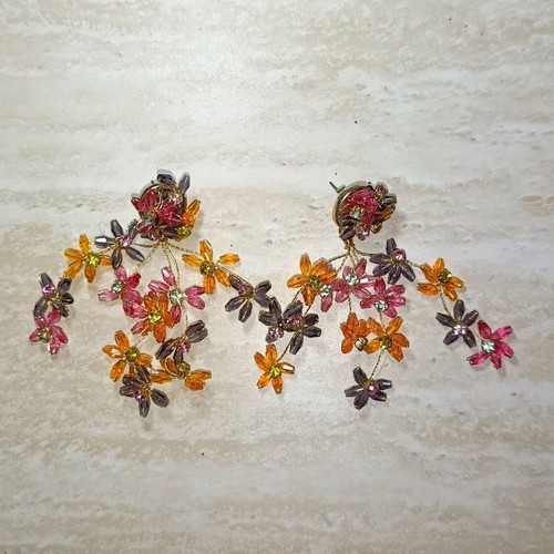 Zara earrings with colorful flowers new
