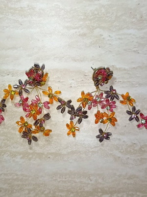 Zara earrings with colorful flowers new