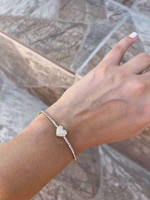 Gold bracelet with zircon and heart new