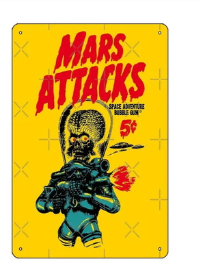 Mars Attacks Metal Wall Sign 20x30cm New
