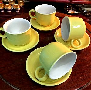 Vintage δεκαετίας '80 Σετ 12 τμχ του καφέ από 6 φλιτζάνια και 6 πιάτα …Αμεταχείριστο! (Vintage 80's Set of 12 pieces of coffee)