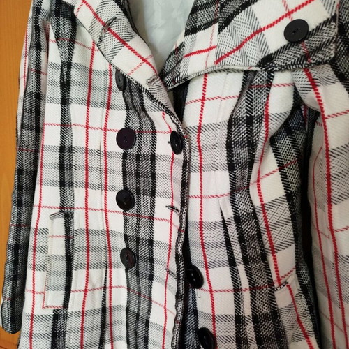 Paranoia checked women's coat like new, size M, black and white with belt