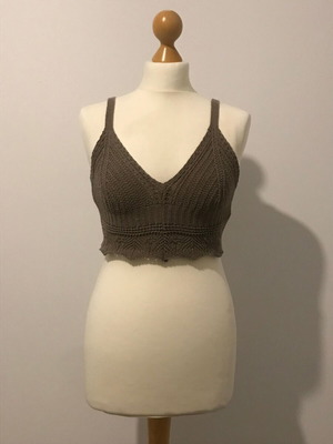Crop top crochet with cotton size S new, brown and gold