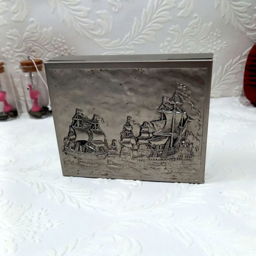 Wooden box used with embossed old sailing ships design