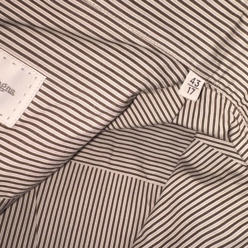 Zegna striped dress shirt XL, white and brown