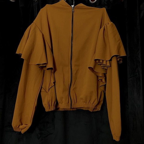 Women's cardigan with zipper mustard color, Greek product