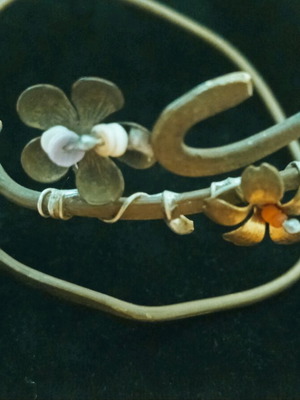 Vintage early 90's brass armlet like new with floral design