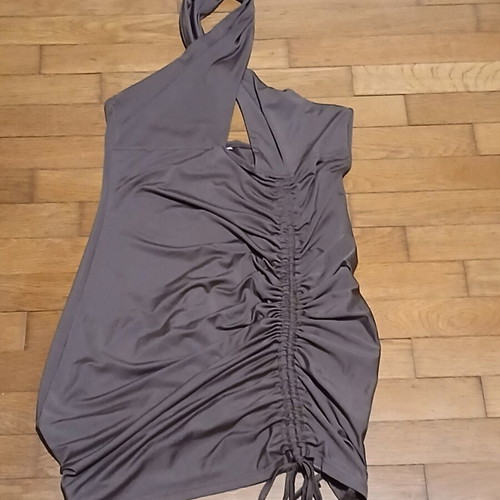 Dark brown halter-neck mini dress, size small