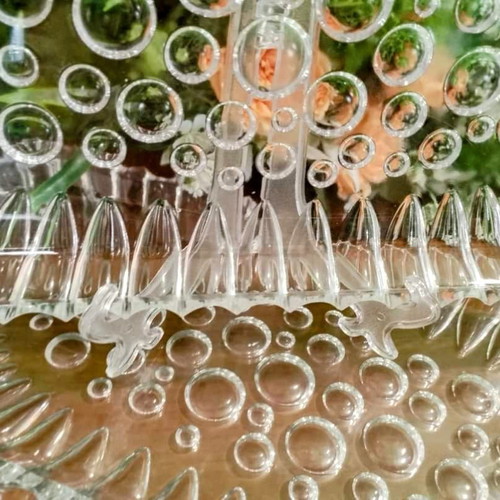 Crystal platters new, set of two with bubble effect decor