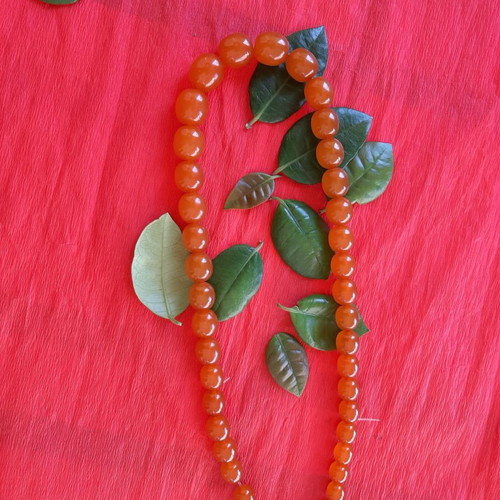 Necklace from authentic old Baltic cognac amber used, 70.25 g