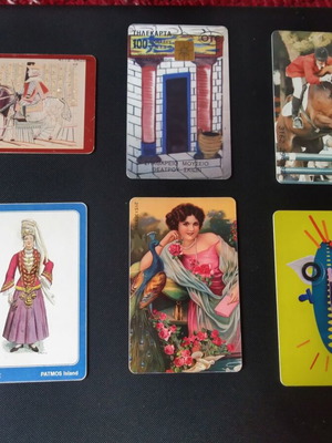Phone cards used, set of six with various themes