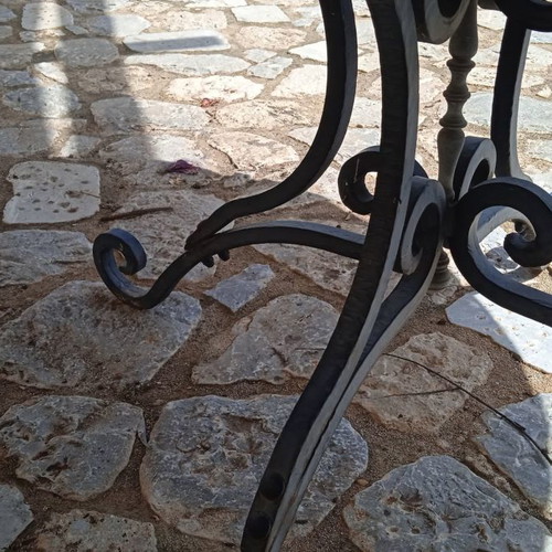 Outdoor table used, iron and granite, 1983