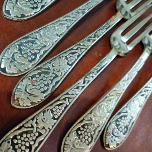 Vintage Zoulovits set of six silver-plated dessert forks, like new