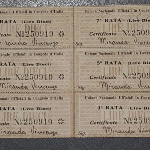 WWII Unuci Military Coupons from Italian Occupation Rhodes used, set of 6