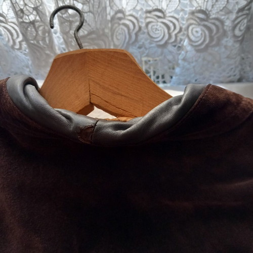 Men's suede jacket with leather collar, Italian made