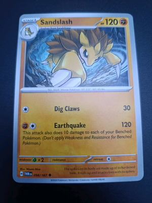 Sandslash Pokémon карта като нова (098/167 TWM)