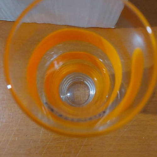 Campari glass like new with orange spiral designs