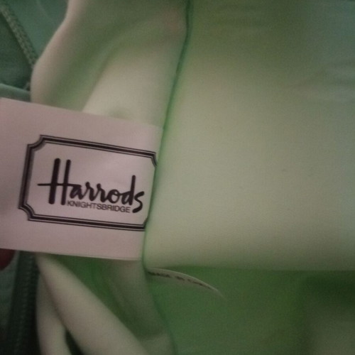 Harrods Knightsbridge shoulder bag used, aqua pastel polyester PVC