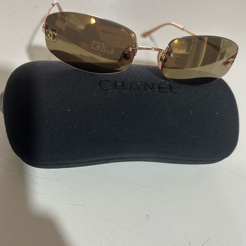 Chanel women's sunglasses with gold mirror like new