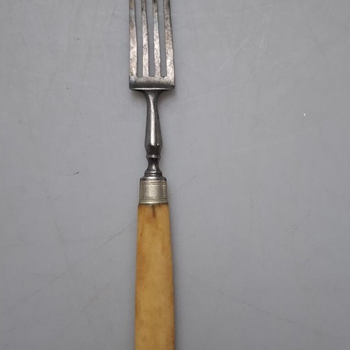 Antique forks with bone handles used, set of 9