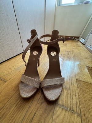 Exe high-heeled sandals 12cm pink gold iridescent new, size 37