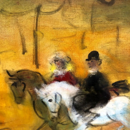 Oil painting Doris Michail Papageorgiou Walk with Horses used 50x60 cm
