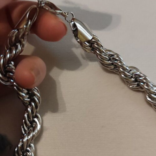 Thick twisted necklace chain new, silver color, length 40+5 cm