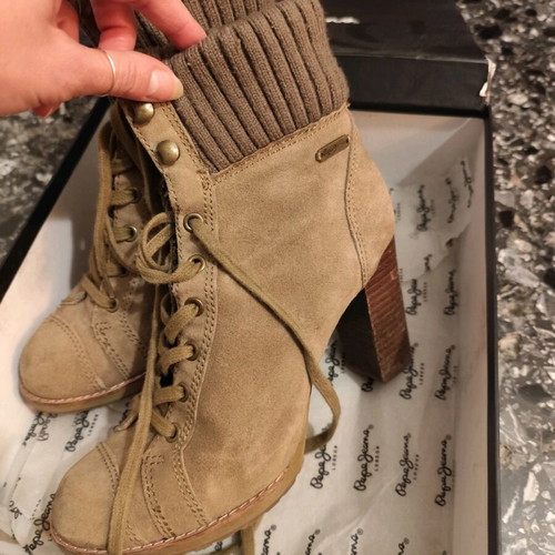 Pepe Jeans high-heeled ankle boots like new, brown, size 39