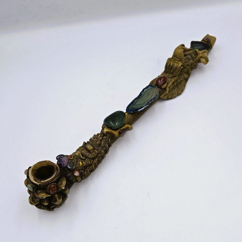 Handmade pipe with semi-precious stones used