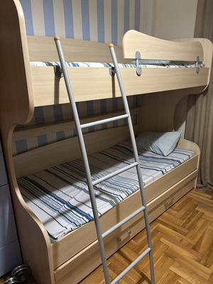 Bunk bed used, 2 meters by 0.9 meters without mattresses