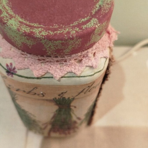 Glass jar decoupage handmade like new