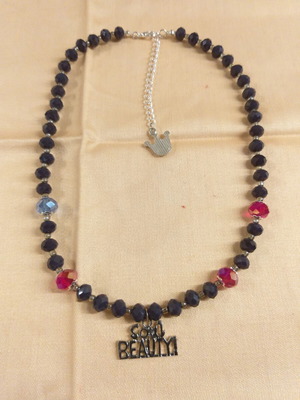 Soul Beauty Short Necklace with Dark Purple Glass Beads New