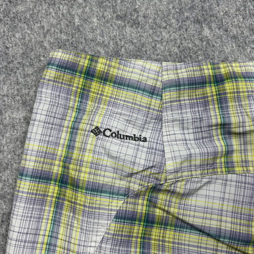 Columbia men's yellow green checked shorts W36 Omni-Shade retro golf preppy like new