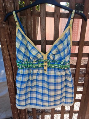 Blue and green blouse top, size S, unworn