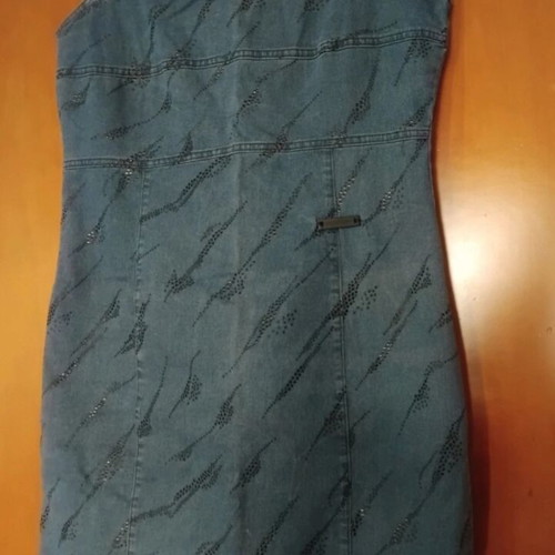 Denim dress with straps like new, size M, blue